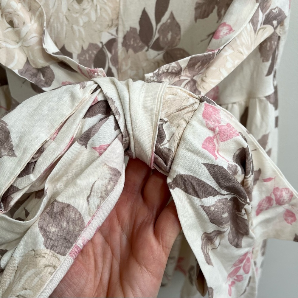 Fore Blossoming In Nature Floral Mini Dress (Ivory Multi) Square Neckline Pastel - Picture 7 of 13